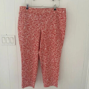 Cynthia Rowley Orange & White Print Pull On Cropped Pant Plus Size 18W